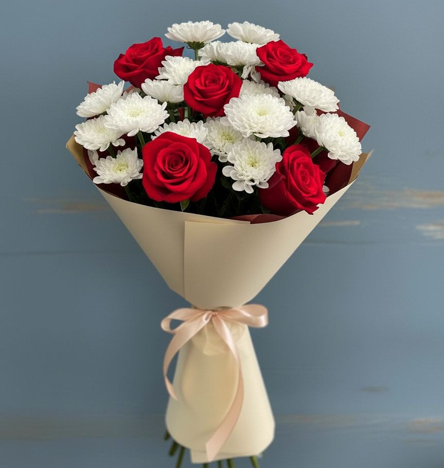 Букет цветов из: Розы и Хризантемы в Подосиновец