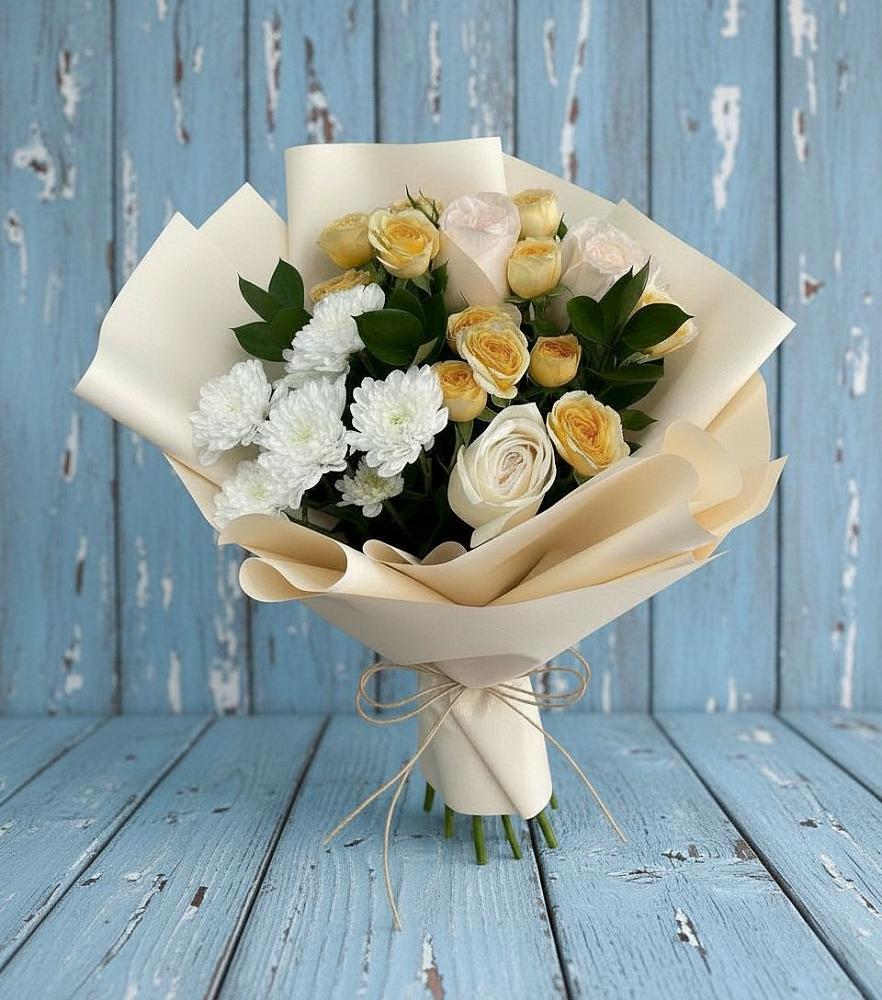 Букет цветов из: Розы и Хризантемы в Подосиновец