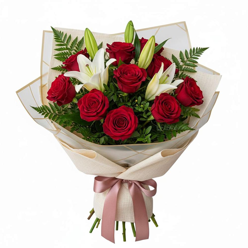 Букет цветов из: Лилии и Розы в Подосиновец