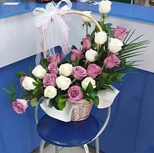 Цветочная композиция из Розы в корзине #REPLACE_PRED# Подосиновец