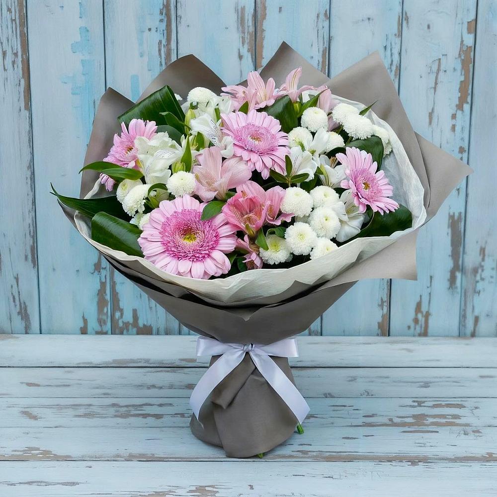Букет цветов из: Герберы, Альстромерии и Хризантемы в Подосиновец