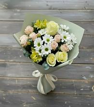 Букет цветов из:  Альстромерии, Розы и Хризантемы в Подосиновец