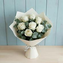 Букет Белые розы в Эвкалипте #REPLACE_PRED# Подосиновец